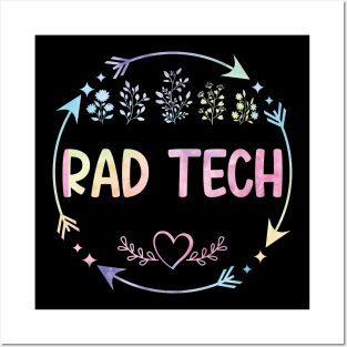 Rad Tech cute floral watercolor Posters and Art